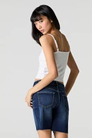 Short en denim long à taille haute