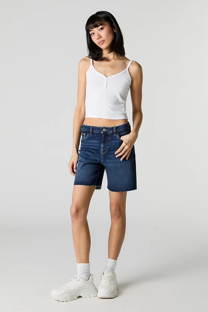 Short en denim long à taille haute