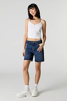 High Rise Longline Denim Short