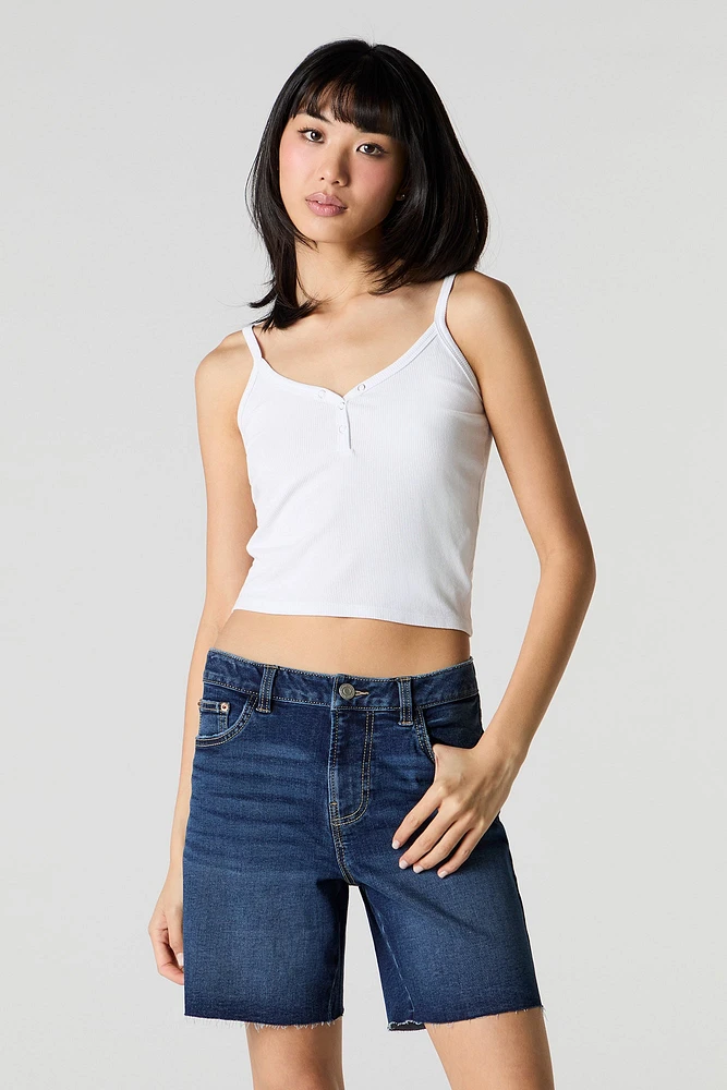 Short en denim long à taille haute