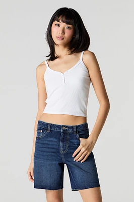 Short en denim long à taille haute