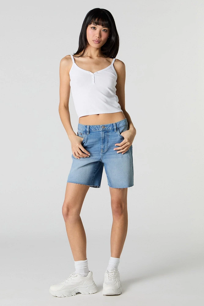 High Rise Longline Denim Short