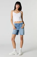 High Rise Longline Denim Short