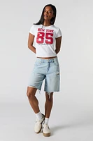 Light Wash Distressed Slouchy Jort