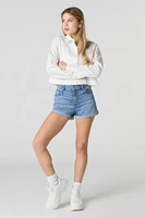 Wash Rolled Hem Stretch Denim Short