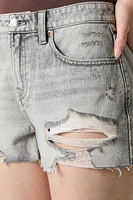 Grey Wash Distressed Rigid Denim Short