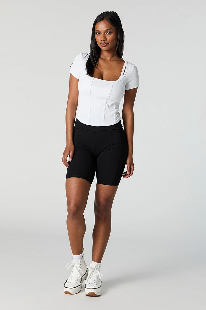 High Rise Side Pocket Biker Short