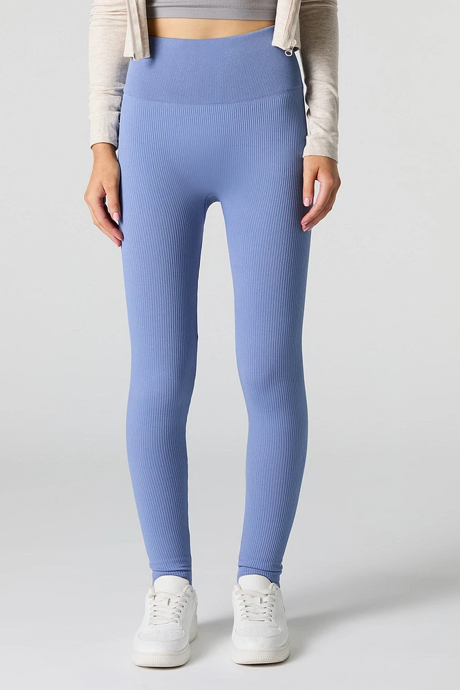 Legging côtelé taille haute sans couture