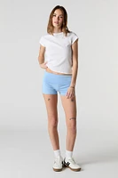Short imprimé avec bande de taille repliée