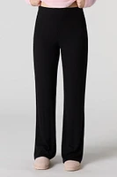 Solid Ribbed Wide Leg Pant