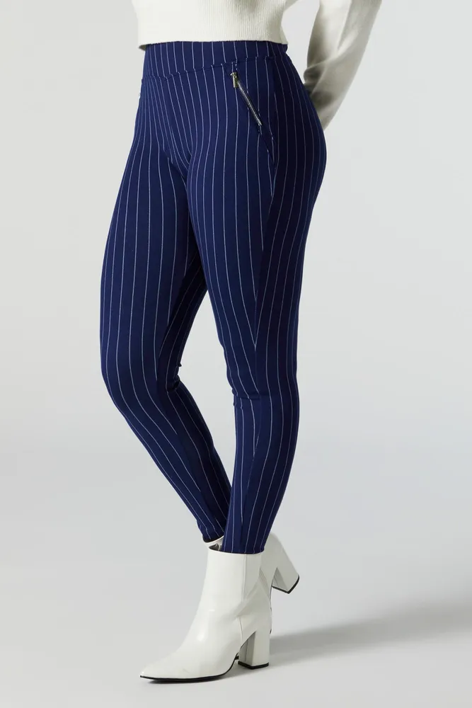 Pinstriped Zipper Pocket Legging