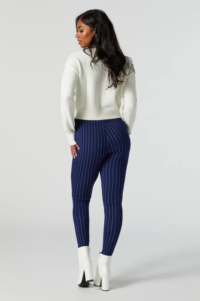 Pinstriped Zipper Pocket Legging