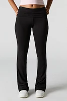 Legging doux à jambe évasée et taille repliée