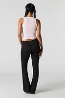 Legging doux à jambe évasée et taille repliée