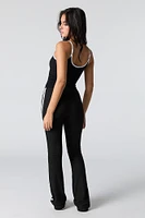 Soft Ribbed Side Striped Flare Pant