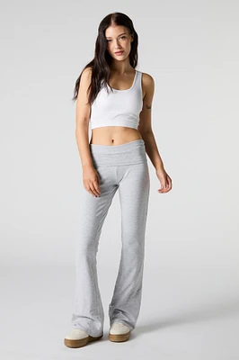 Pantalon à jambe évasée avec bande de taille pliée