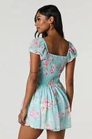 Floral Chiffon Milkmaid Romper