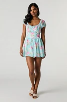 Floral Chiffon Milkmaid Romper