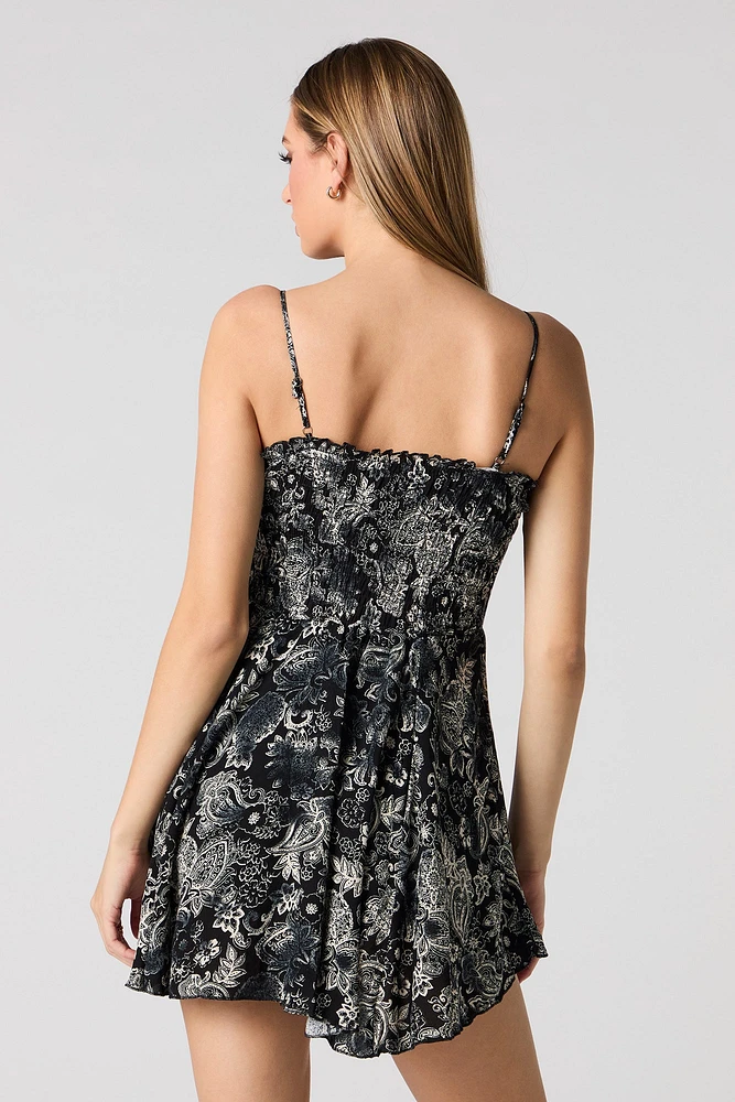Smocked Dipped Waist Mini Romper