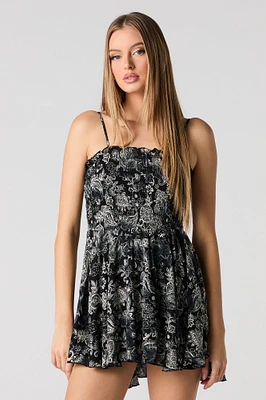 Smocked Dipped Waist Mini Romper