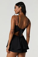 Combi-short volanté fluide avec attache au dos