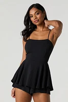 Combi-short volanté fluide avec attache au dos