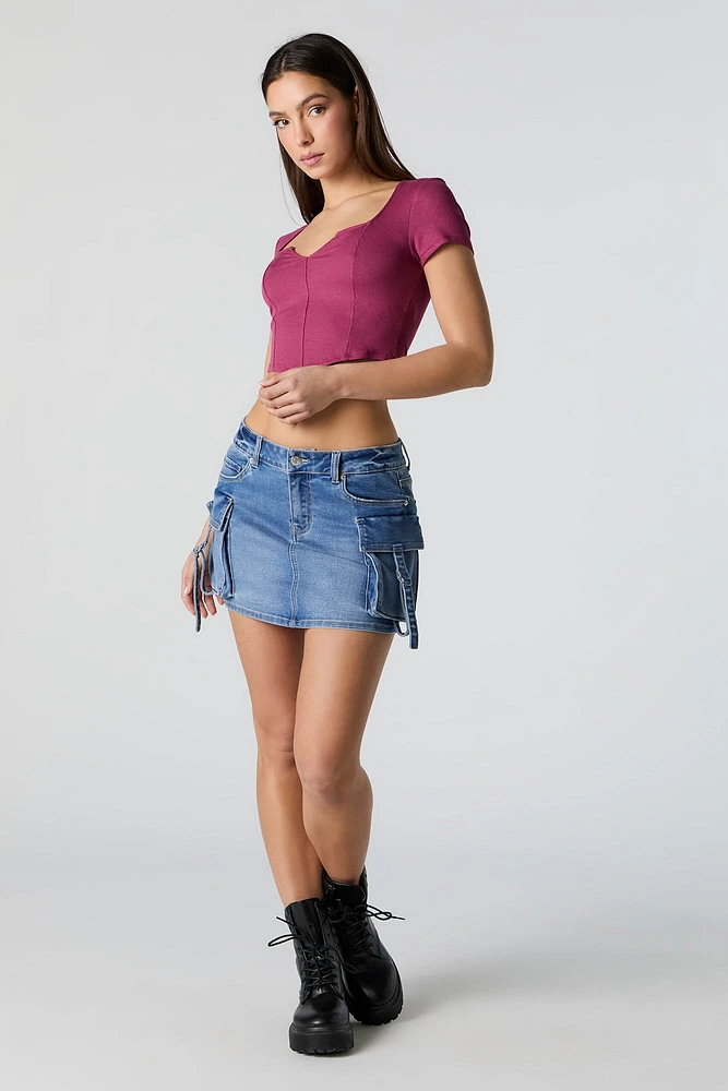 Denim D-Ring Cargo Mini Skirt