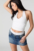Stacked Waist Denim Mini Skirt