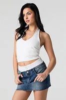 Stacked Waist Denim Mini Skirt
