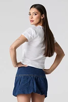 Denim Bubble Mini Skirt