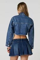 Minijupe-short plissée en denim avec ceinture