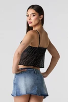Micro minijupe-short plissée en denim