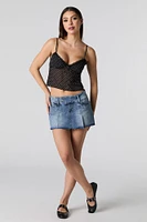 Micro minijupe-short plissée en denim