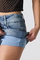 Micro minijupe-short plissée en denim