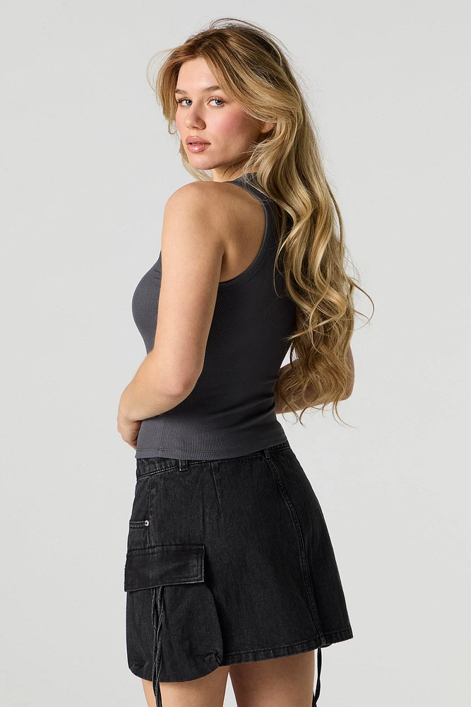 Denim Multi Pocket Mini Cargo Skirt