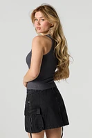 Denim Multi Pocket Mini Cargo Skirt