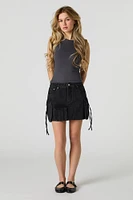 Denim Multi Pocket Mini Cargo Skirt
