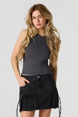 Denim Multi Pocket Mini Cargo Skirt