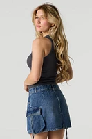 Minijupe cargo en denim avec poches multiples
