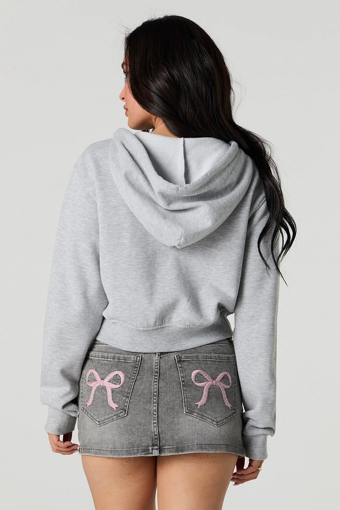 Bow Pocket embroidered Denim Mini Skort