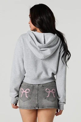 Bow Pocket embroidered Denim Mini Skort