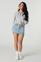 Minijupe-short en denim avec poches arrière brodées