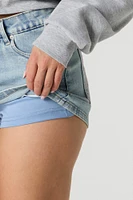 Minijupe-short en denim avec poches arrière brodées
