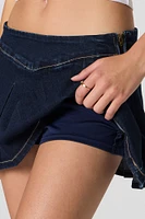 Minijupe-short plissée en denim