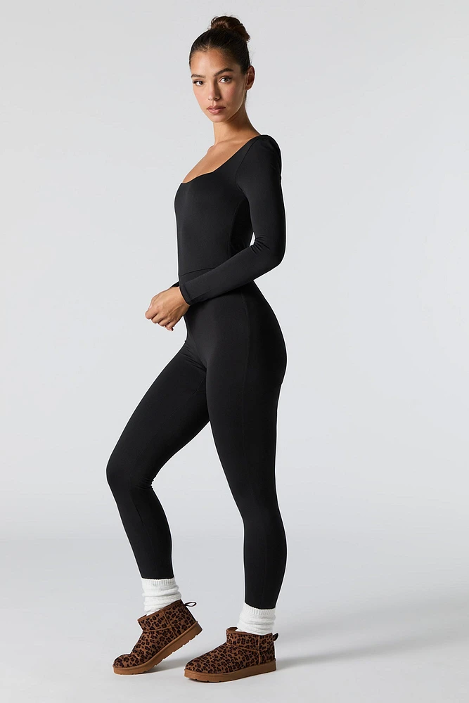 Contour Square Neck Long Sleeve Jumpsuit