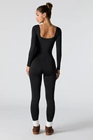 Contour Square Neck Long Sleeve Jumpsuit