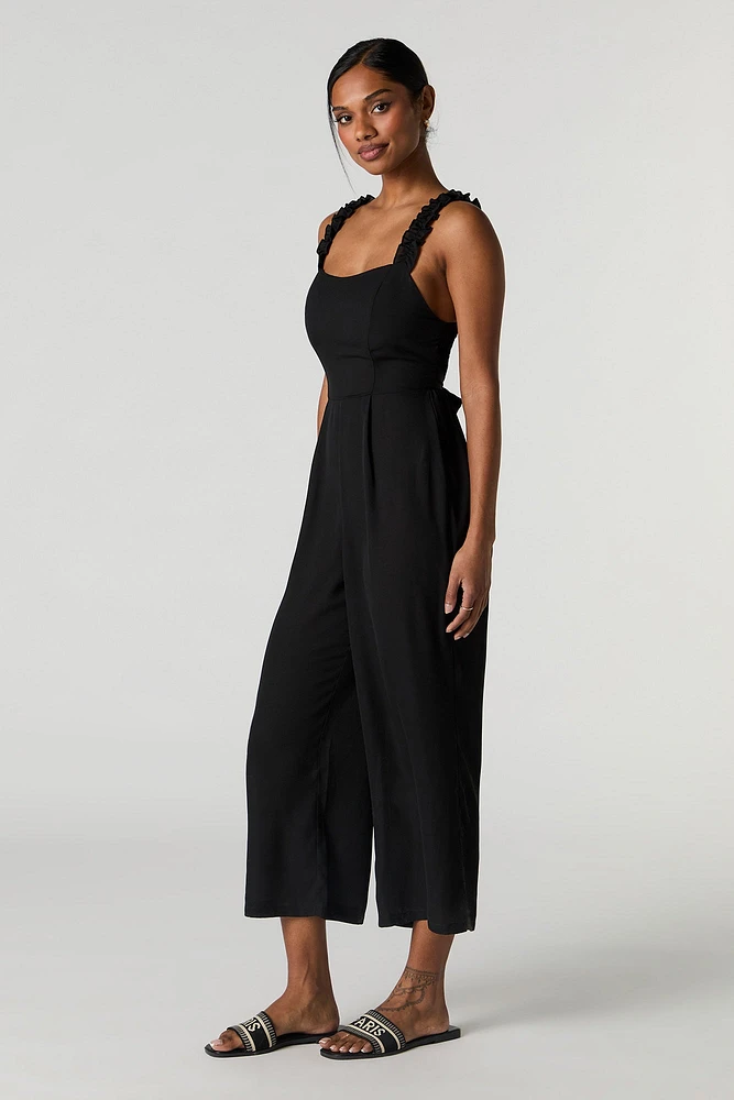 Ruffle Strap Tie Back Jumpsuit