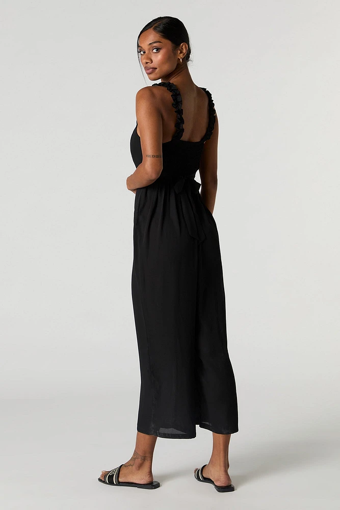 Ruffle Strap Tie Back Jumpsuit
