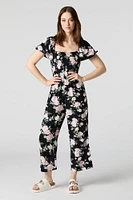 Printed Smocked Jumpsuit