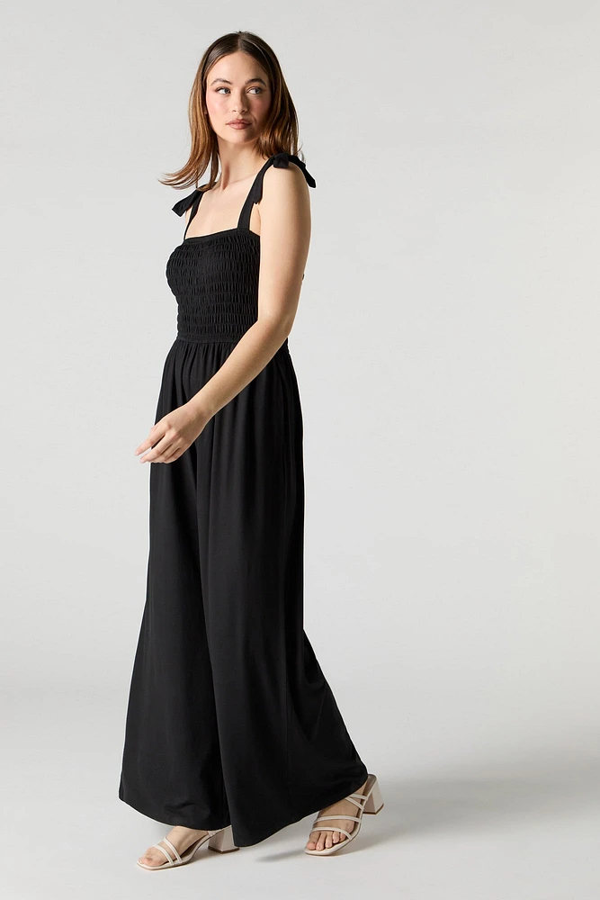 Smocked Wide Leg Jumpsuit